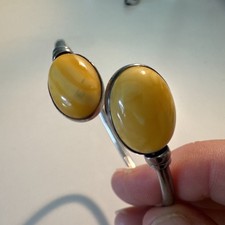 Schöner vintage Designer Bernstein Butterscotch Armreif aus 925er Silber