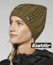 EISBÄR dicke warme Strickmütze ½ Wolle, Zopfstrick, Olivgrün, Fleece, Wollmütze