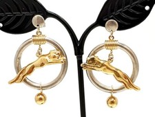 Guthmann & Wittenauer Ohrstecker 925 Silber vergoldet Raubkatze Panther um 1970