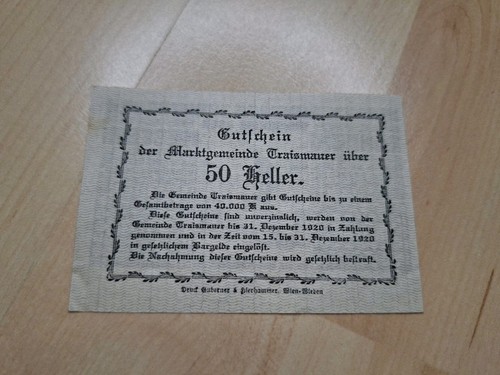 Notgeld traismauer - notgeld,