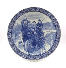 Boch Belgium Delfts Blau Teller Wandteller Dm 38 cm Schlittenfahrt mit Pferd