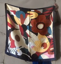 LUXUS SCHAL 70*70 SCARF KUNSTSEIDE CHARMEUSE BLOGGER TUCH ELEGANT ROST BRAUN GRÜ