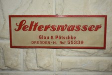 Altes Reklameschild DDR 50er Jahre,Selterswasser,Glau&Pötschke Dresden,Original