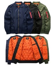 Herren Fliegerjacke Pilotenjacke Stehkragen Übergangsjacke Vintage Bomberjacke