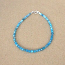 21 cm Facettiert  Apatit Edelstein   Armband ,,3,2 mm, Silber ( F-11 )