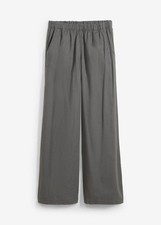 Flanell-Hose mit weitem Bein Gr. 52 Grau Meliert Damen-Pants Neu*