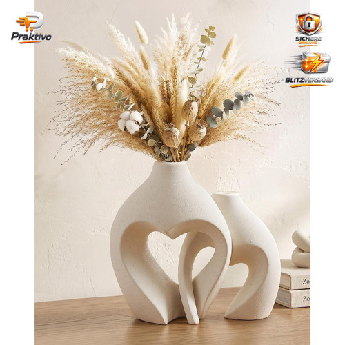 Keramikvase 2er set herzform - keramikvase,