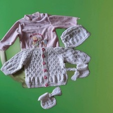 Baby Ausfahrgarnitur Iiebevolle Handarbeit in weiß,reine Baumwolle, mit Shirt 