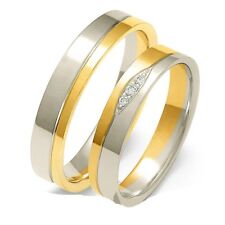 Eheringe Trauringe 585 er Gold Bicolor Massiv Gelb/Weiß Gold Verlobungsringe