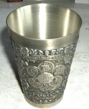 Zinnbecher Göttingen - Münzen und Stadtmotive - 8,5 cm - 95% Zinn aus Nachlass