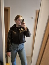 Braune gefütterte Lederjacke