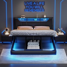 Boxspringbett 160x200 cm Mit LED/USB Polsterbett Stauraum Lattenrost Doppelbett