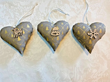 Herzen 3 tlg. ❤️ Tilda Landhaus Handarbeit Weihnacht Advent Tannenbaum Reh Stern