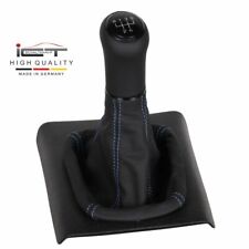 Leder ICT Schaltknauf Schaltsack für VW Golf Vento Jetta 3 Cabrio blaue Naht D61