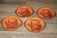 4 Stück Pizzateller Keramik Brauntöne Durchmesser ca. 23 cm Vintage