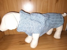Hundepullover, Gr. M, 47 cm lang, jeansfarben, mit Rollkragen, Strick