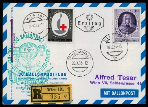 österreich ballonpost 1963 - ballonpost,