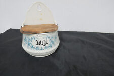 Antiker Porzellan Wandhalter für Mehl Holzdeckel - Vintage