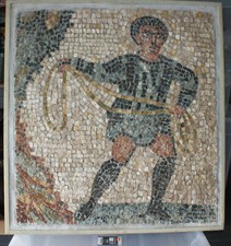 Mosaikbild Motiv Gladiator 3. Jahrhundert aus der Scuala di Mosaici Ravenna