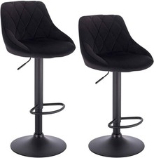 1xBarhocker Barstuhl höhenverstellbar Rückenlehne Samt drehbar Schwarz hb219sz-1