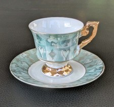 1950 Sammeltasse Mokka Mocca Gold Grün Mint Espresso Tasse Perlmutt Alte Sammler