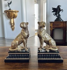 Buchstützen Leopard Set Figur Skulptur Barock Optik Statue gold antik Stil Deko