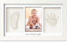 Baby Hand-Fußabdruck Set Gips mit Rahmen - Geschenk zur Geburt Alpine White