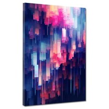 Abstrakt pink und blau Leinwandbild Wandbild Deko Kunst XL