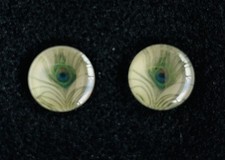 Ohrstecker Plugs Percing Tunnel Pfau Feder 1,2cm Durchmesser Höhe 1,1cm