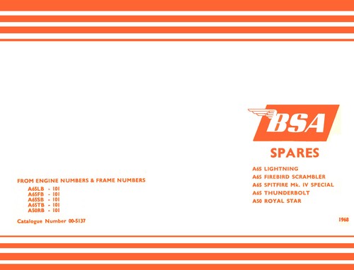 Bsa a65 a50 teilekatalog - bsa, 1968
