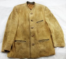 Meindl Trachten Luxus-Leder-Janker Sämisch gegerbtes Hirschleder Hell Gr.54 XXL