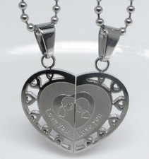 Partnerkette PUZZLE Herz Pärchen Edelstahl 2 Partner Anhänger Ketten PHP8