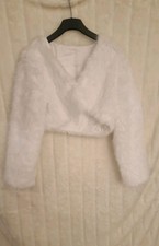 Bolero Kunstfell Häkchenverschluss Weiss