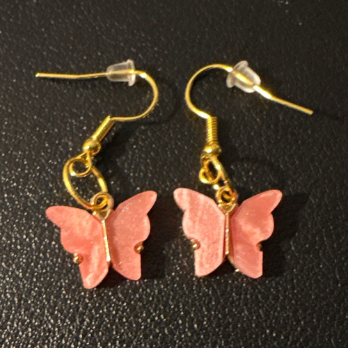 Rosa schmetterling ohrringe - schmetterling,