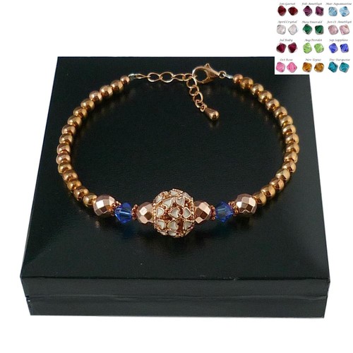 Geburtsstein armband mit rose - geburtsstein,