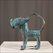 68970) Kleiner Bronze Leopard Kamerun Afrika AFRIKANISCHE KUNST