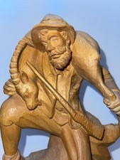 Holzfigur Jäger Steinbock Jagd Berge Bayern Geschnitzt 35 cm Holz