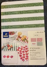 TCHIBO 4 Stück Brettchen Schneidebrett Frühstückbrett Melamin Erdbeeren gestreif