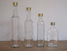 4 leere Glasflaschen Flaschen, 500 350 250 200 ml, Schraubverschluss, gebraucht