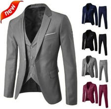 👔Herrenanzug 3-teiliger Blazer Business Hochzeitsfeier Jacke Weste und Hose Neu