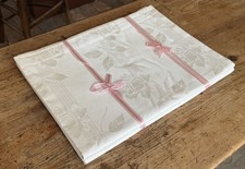 Vintage Damast-Bettwäsche, Mako-Damast, Bettbezüge, Rosenmuster, 50er Jahre