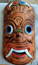 Barong Holzmaske Balinesische Mythologie Bali, Wandmaske signiert, Replikat 