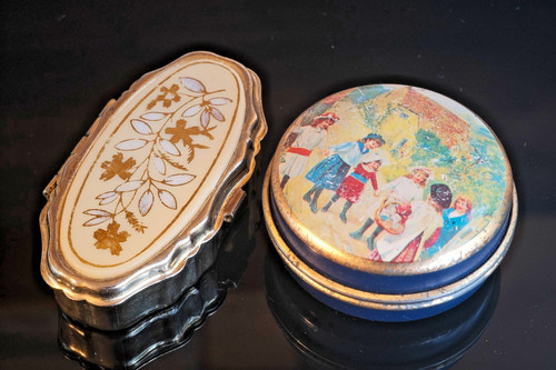 Vintage blechdose pillendose - vintage,