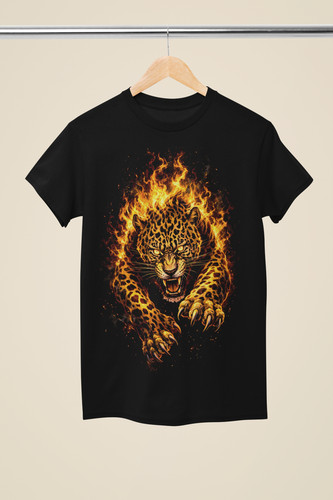 Fire leopard shirt - fire, unisex