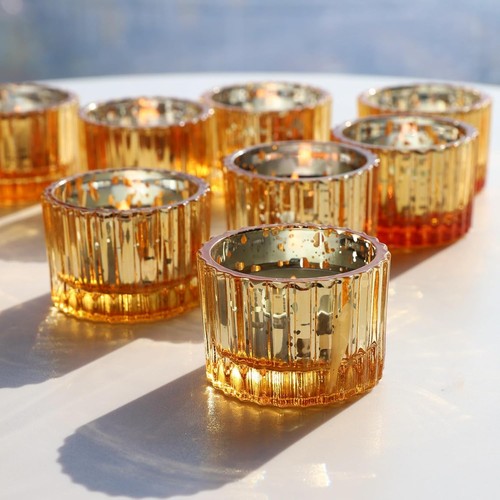 Teelichthalter glas gold 12er - glas,