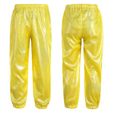 Kinder Pailletten Hose Glänzend Leggings Haremshose Disco Hip Hop Jazz Tanz Hose