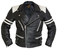Motorrad Lederjacke Retro Jacke Herren 80´s Old school Bikerjacke Rocker 