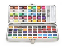 Aquarell Malkasten, 90 Farbtöne, mit Wassertankpinsel, Aquarellkasten, Näpfchen