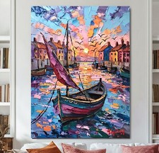XL LEINWAND BILDER BIS 160x120x5 BOOTE ABSTRAKT MALEREI GEMÄLDE LANDSCHAFT KUNST