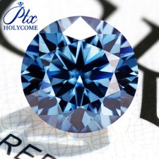 Blau Rund Lose Moissanit Brillanter Schnitt Vivid Blue VVS1 Edelstein Zertifikat
